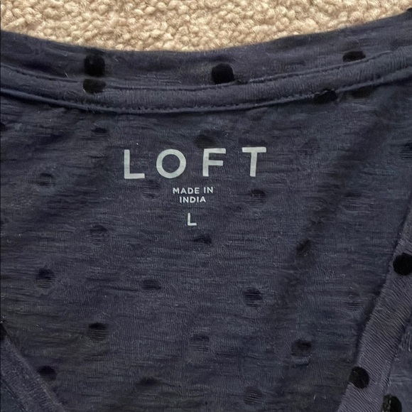 LOFT Blue Fitted Long Sleeve Blouse - Picture 2 of 4